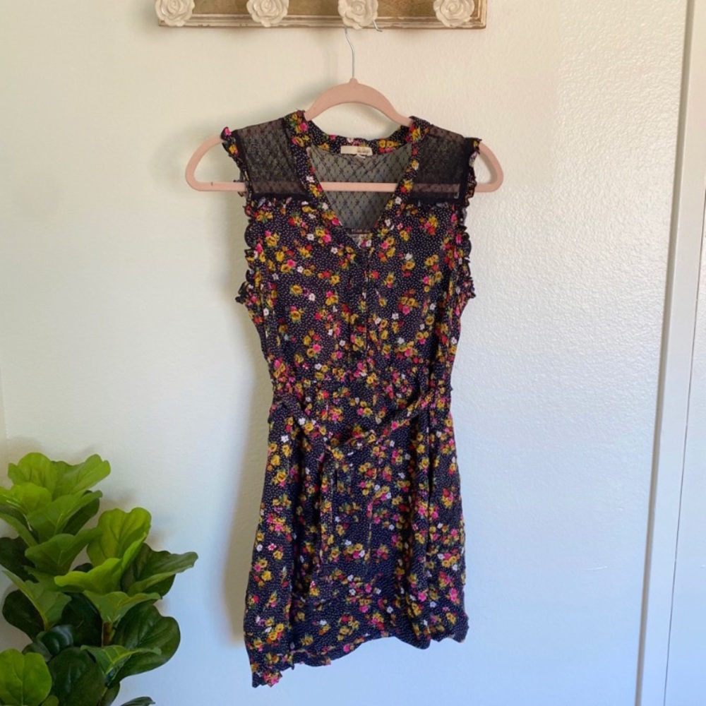 Black & White Polka Dot Floral Mesh Dress